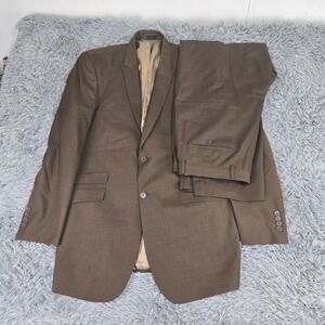 Stacy Adams Gold Suit Mens 42L 35L Brown Excellent 2-Piece Ticket Pocket Blazer‎